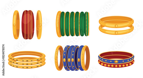 Elegant collection of traditional bangles perfect for adding a touch of cultural charm to your designs and celebrating festive occasions