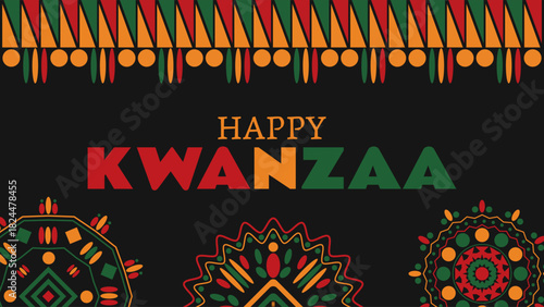 Colorful decorations are displayed to celebrate Kwanzaa, highlighting cultural symbols and unity among families. This joyful scene showcases the essence of community and tradition.