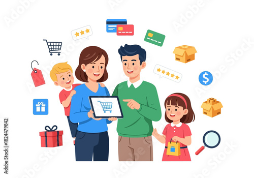 Family's Online Shopping Spree Convenience, Security, and Seamless Transactions for Everyone