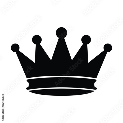 Royal Crown Silhouette Vector Icon - King or Queen Symbol