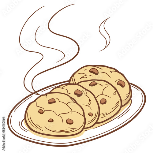 Delicious cookies arranged on a plate illustration