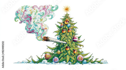 Cannabis Christmas Tree Background