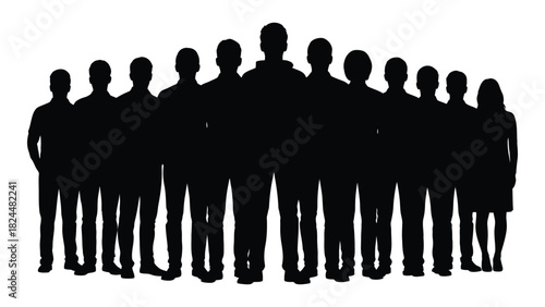 Diverse group of people silhouettes isolated on white background, Vector