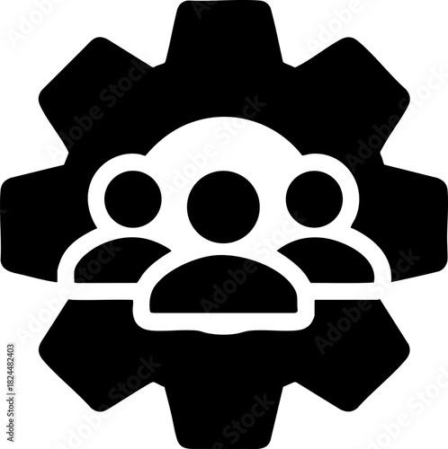 Collaboration symbol for teamwork in project management with flat vector design on white background