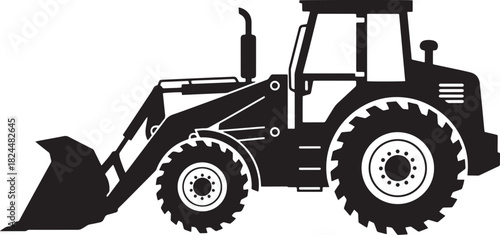 tractor silhouette on white background