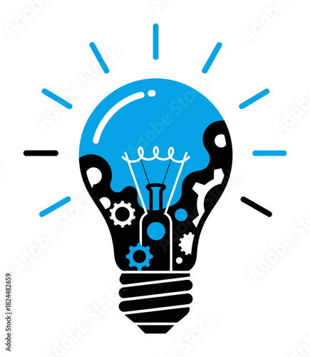 Duotone Innovation Lightbulb Vector Illustration - Modern Idea Symbol