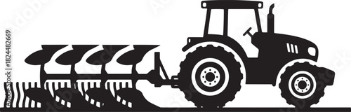 tractor silhouette on white background