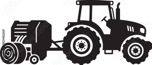 tractor silhouette on white background