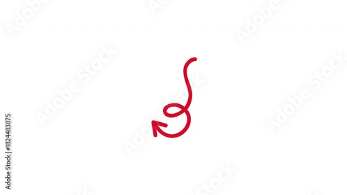 Curvy Loop Up Arrow Hand Drawn Animation (Transparent Background)