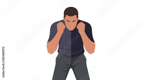 A determined man in a fighting stance, ready to face any challenge.