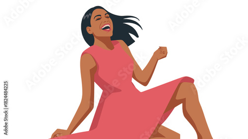 A joyful person laughs gleefully while enjoying themself.