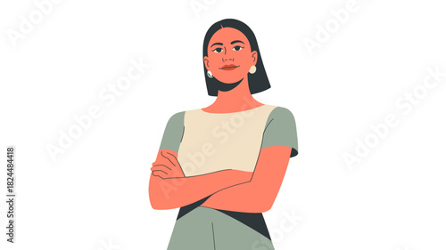 Confident woman with arms crossed.