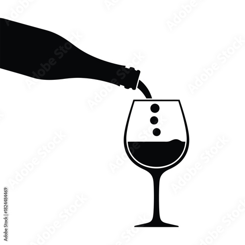 Wine bottle pouring into glass silhouette