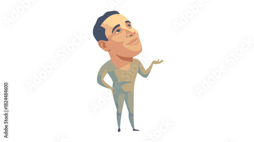 An illustrated figure looking towards something with an inviting hand.