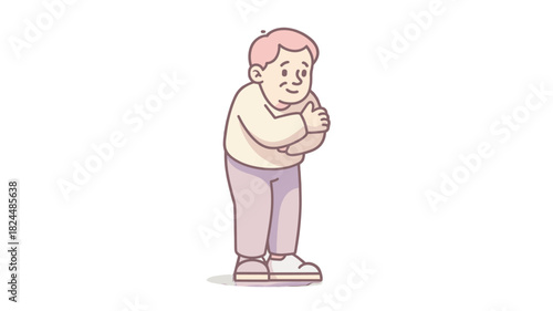 A gentle and sensitive illustration of a person feeling cold and hugging themselves.