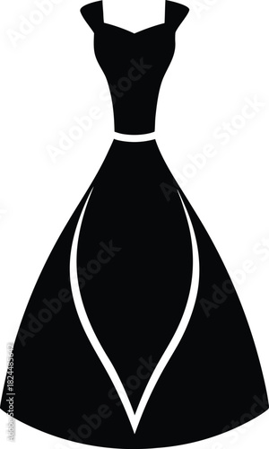 Woman’s Dress Gown Vector Icon of Elegant Female Clothing Apparel