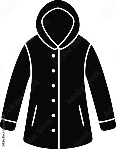 Winter coat jacket outerwear warm clothing icon on white background
