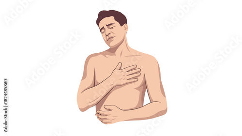 A man holding his chest due to pain.
