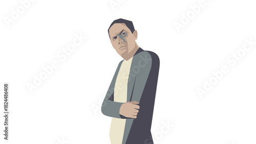 A man's angry expression towards viewer 