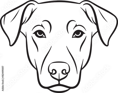 Line drawing of a dog s face with droopy ears
