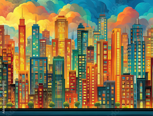 Comic book style skyline