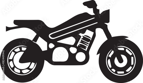 Black motorcycle silhouette, classic vehicle vector icon design