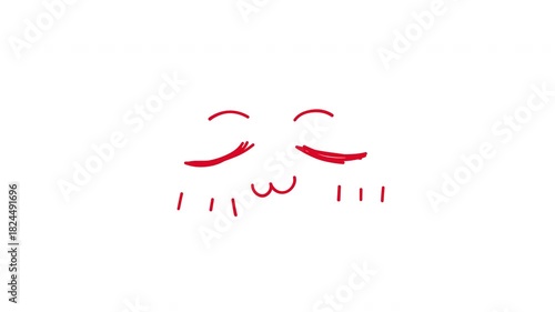 Cute Blushing Face Doodle Hand Drawn Animation (Transparent Background)