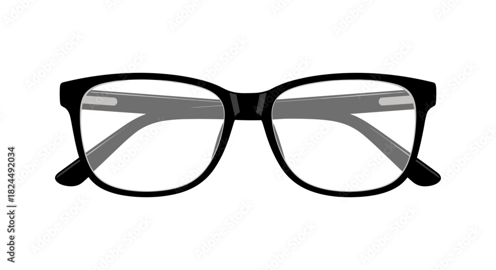 Fototapeta premium Stylish black eyeglasses with transparent lenses on white background