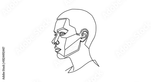 Abstract geometric line art of human face profile