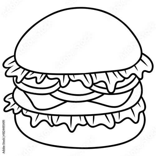 burger sandwich fastfood icon vector
