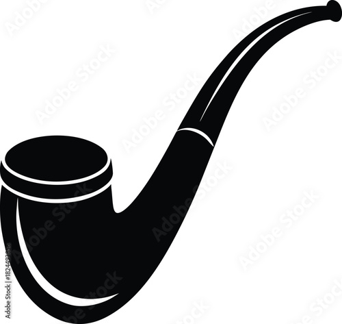 Black silhouette of a curved smoking pipe on a white background 6