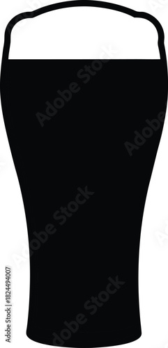 Irish Beer Black silhouette of a pint glass filled with stout beer