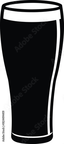 Black pint glass silhouette on white background beer 6