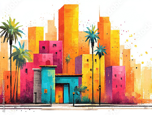 Los Angeles skyline illustr...