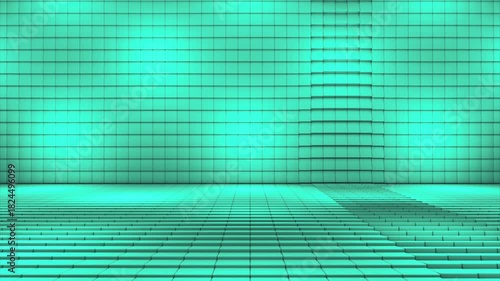 Broadcast Pulsating Hi-Tech Alternate Blinking Illuminated Cubes Stage Floor, Multi Color, Events, 3D, Loopable, 4K