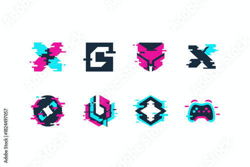 Modern Gaming Logo Designs, Digital Art, Virtual Space, Graphics, Creative Environment, Top-Down View, Futuristic Concept