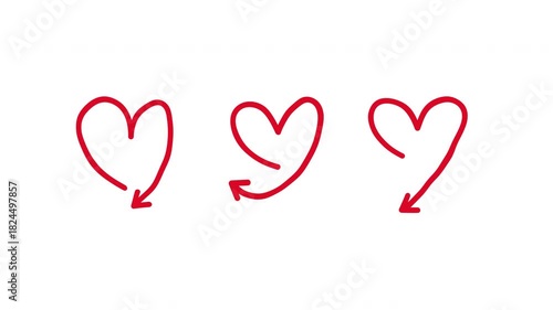 Heart Loop Arrow Doodle Hand Drawn Animation (Transparent Background)