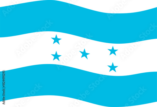 Vector illustration of the Honduran flag waving, representing freedom, movement, and national spirit with dynamic waves for a vibrant and engaging image