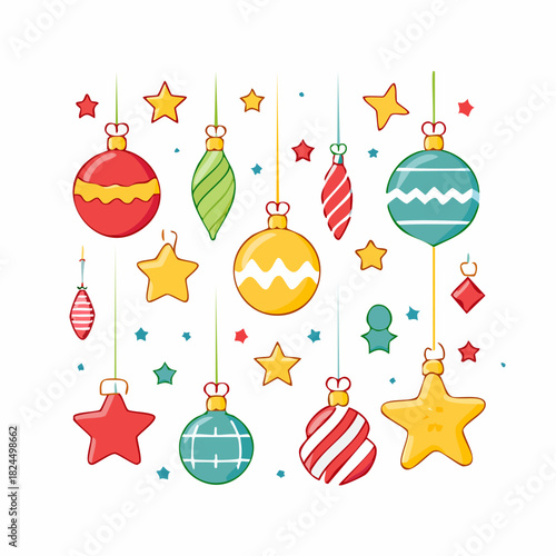 Festive Holiday Ornaments A Collection of Christmas Decorations and Star Embellishments