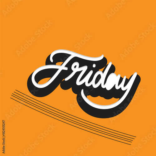 Friday vector art typography illustration on colorful background.
