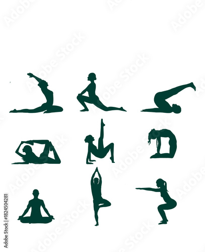 Yoga Poses Silhouettes Collection