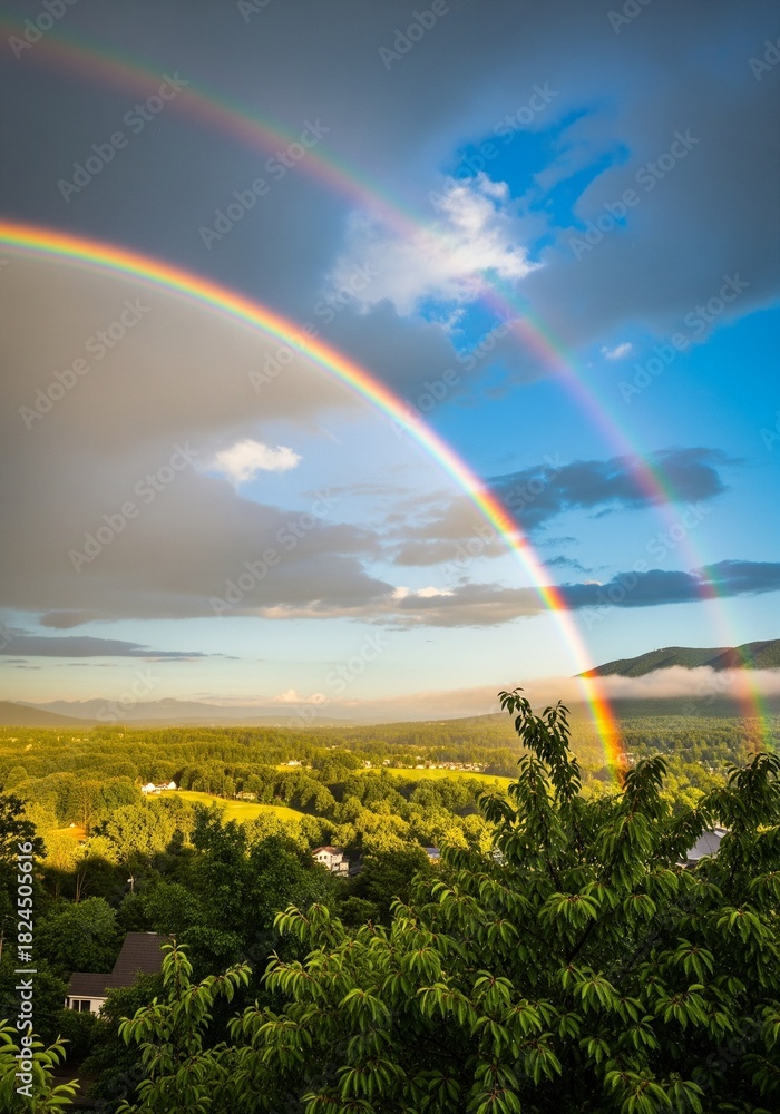 Obraz premium Rainbow after rain. vertical aspect ratio photos or images