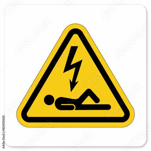Electrocution warning sign, high voltage hazard symbol isolated
