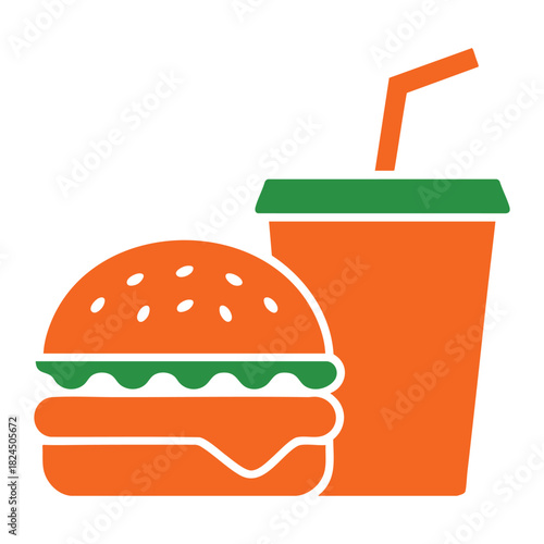 Fast food hamburger and soda