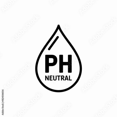 Ph neutral water drop icon for gentle skincare and cosmetic