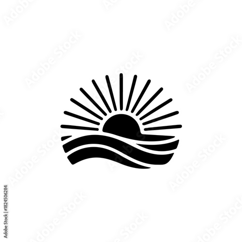 Sunrise over water icon