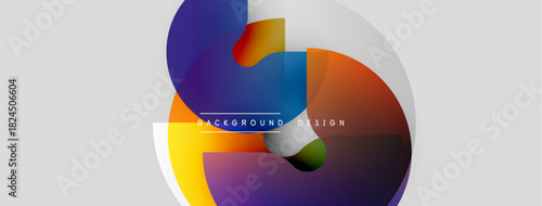 Abstract colorful circles overlap, creating dynamic visual effect. Gray background enhances vibrant hues, modern design element.
