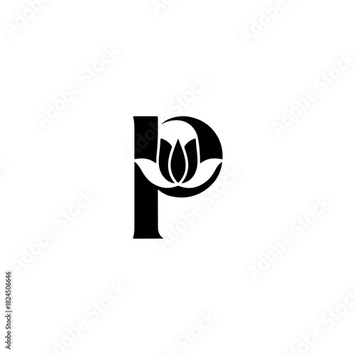 Black letter p with flower