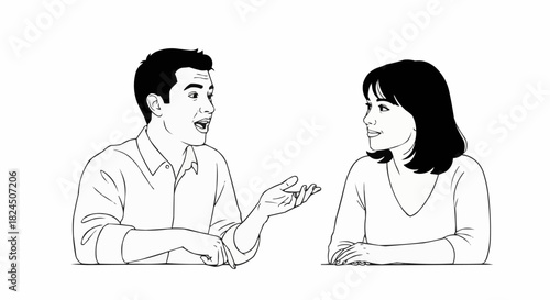 Man and Woman Engaged in Conversation.