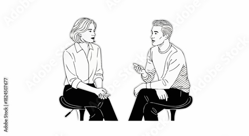 Two individuals engaged in a serious conversation, discussing important matters.